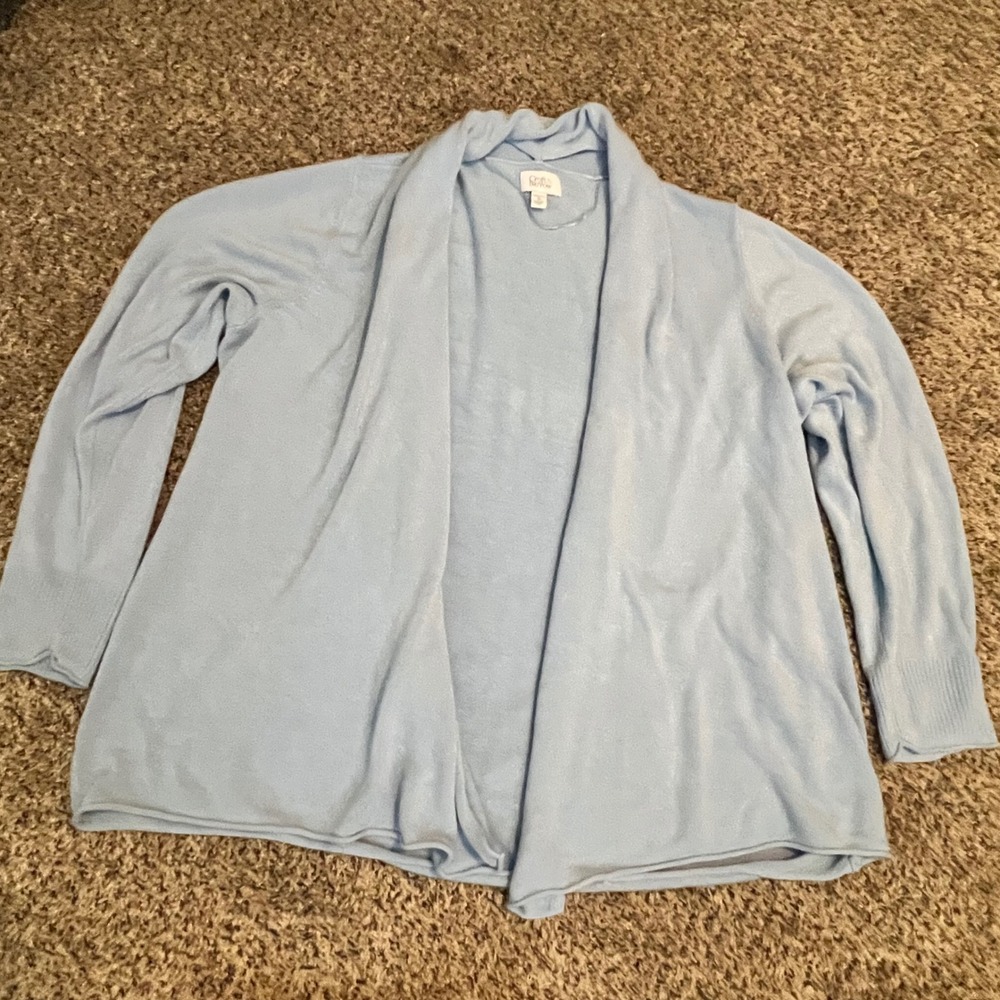 Croft & Barrow Womens Plus 3X Light Blue Open Front Shawl Cardigan Sweater
